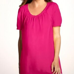 WOMAN WITHIN Cotton Tunic Pink Short Sleeve T-Shirt Women’s Plus Size 2X